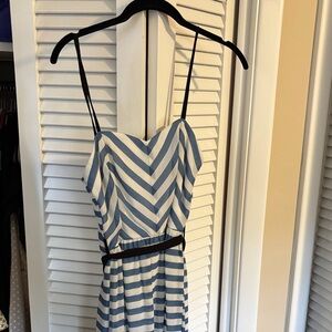 fab'rik Strapless Blue and White Dress